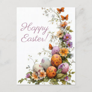 Bunte Aquarell Oster Postkarte mit Ostereiern