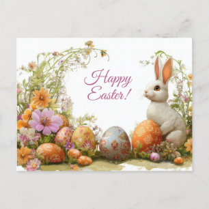 Bunte Aquarell Oster Postkarte mit Ostereiern