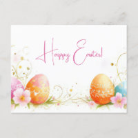 Bunte Aquarell Oster Postkarte mit Ostereiern