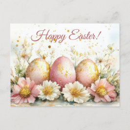 Bunte Aquarell Oster Postkarte mit Ostereiern