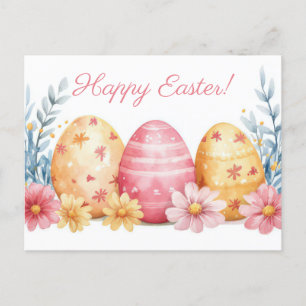 Bunte Aquarell Oster Postkarte mit Ostereiern