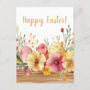 Bunte Aquarell Oster Postkarte mit Ostereiern
