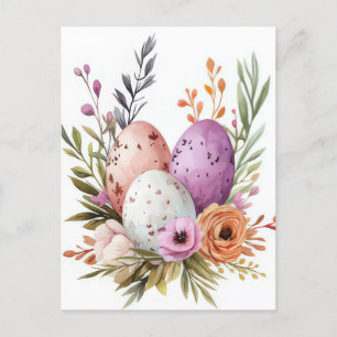Bunte Aquarell Oster Postkarte mit Ostereiern