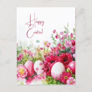 Bunte Aquarell Oster Postkarte mit Ostereiern