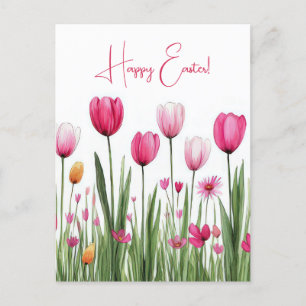 Bunte Aquarell Oster Postkarte mit Tulpen