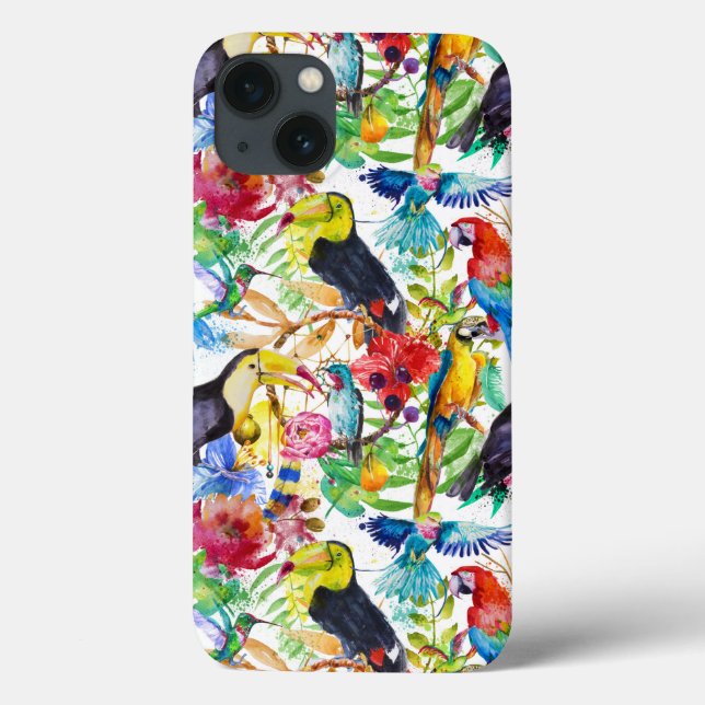 Bunte Aquarell-Papageien Case-Mate iPhone Hülle (Rückseite)