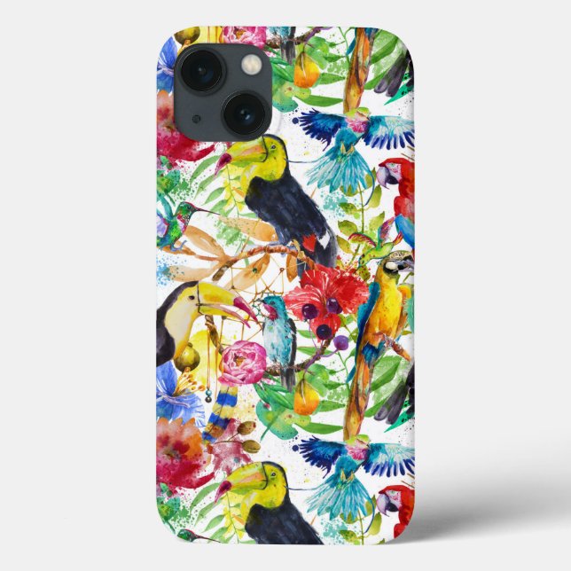 Bunte Aquarell-Papageien Case-Mate iPhone Hülle (Rückseite)