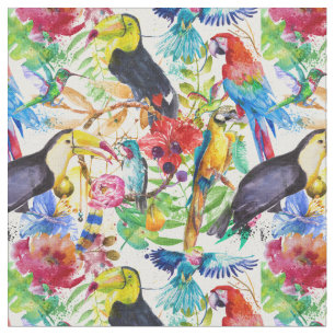 Bunte Aquarell-Papageien Stoff