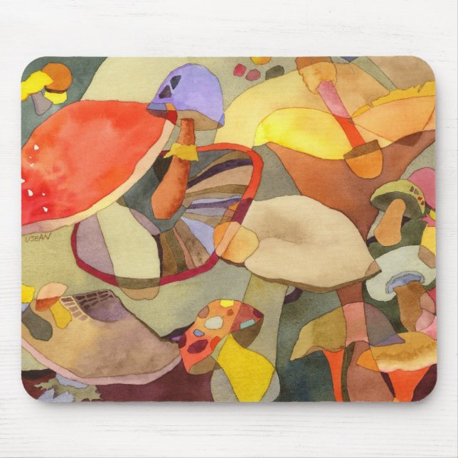 Bunte Aquarell-Pilze Mousepad (Vorne)