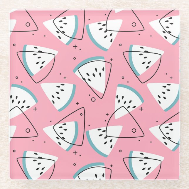 Bunte Aquarell-Wassermelonen Glasuntersetzer (Vorderseite)
