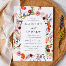 Bunte Aquarell-Wildblumen-Torbogen-Hochzeit