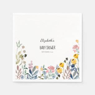Bunte Aquarell-Wildblumenwiese Serviette