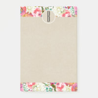 Bunte Aquarellblumen Kraft Monogramm Anfangsbuchst
