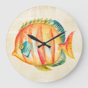 Bunte Aquarium-Fische Große Wanduhr