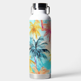 BUNTE AQUITRELLEN TROPISCHE PALMEN TRINKFLASCHE