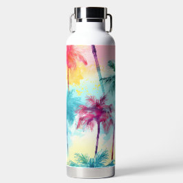 BUNTE AQUITRELLEN TROPISCHE PALMEN TRINKFLASCHE