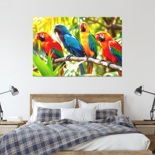 Bunte Ara-Papageien-Vogel-Kunst Leinwanddruck