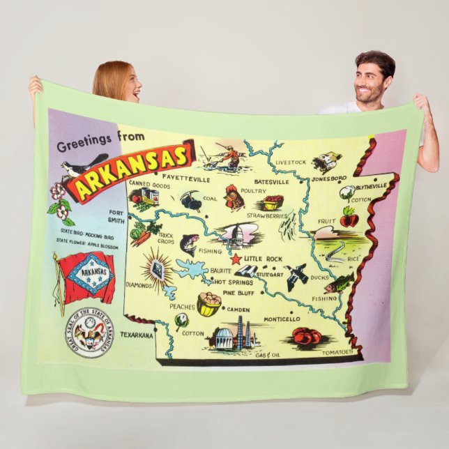 Bunte Arkansas-Karte Fleece-Decke Fleecedecke (Beispiel)