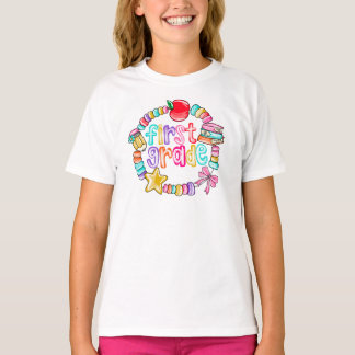 Bunte Armbanduhr aus Süßigkeiten Erste Klasse T-Shirt