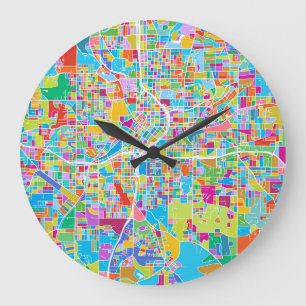 Bunte Atlanta-Karte Große Wanduhr