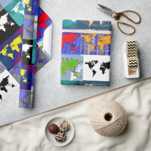 bunte Atlas der Welt Geschenkpapier