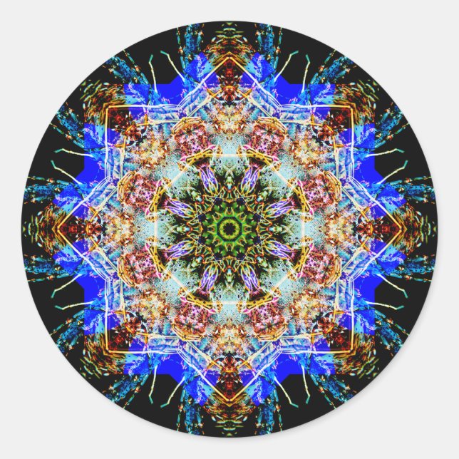 Bunte ausführliche Mandala Runder Aufkleber (Vorderseite)