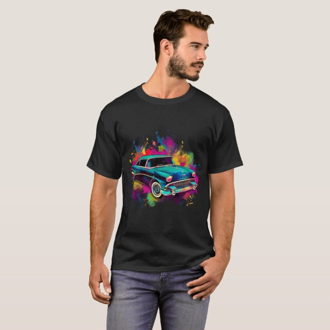 Bunte Auto-Kunst T-Shirt (Vorne ganz)