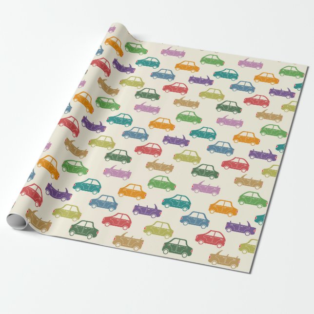 Bunte Autos Geschenkpapier (Ungerollt)