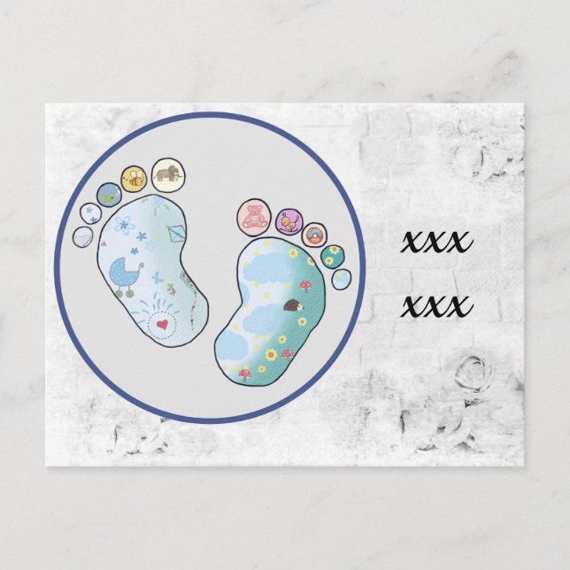 bunte Babyfüsse Postkarte (Vorderseite)