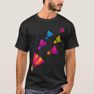Bunte Badminton-Lenkrad-Spiel-Sport-Racke T-Shirt