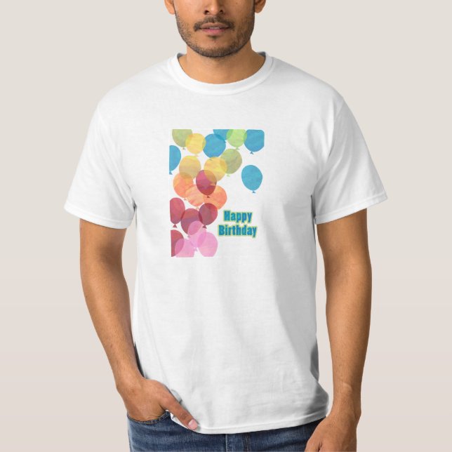 Bunte Ballon Geburtstag T-Shirt (Vorderseite)