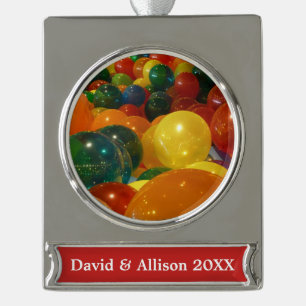 Bunte Ballons Party Design Banner-Ornament Silber
