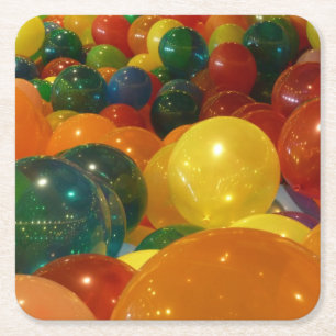Bunte Ballons Party Design Rechteckiger Pappuntersetzer