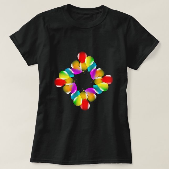 Bunte Ballons - Party fliegen T-Shirt (Design vorne)