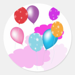 bunte Ballons und Wolken, Party Runder Aufkleber