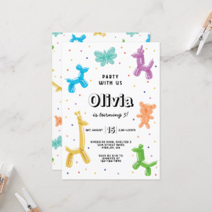 Bunte Ballontiere Geburtstagsparty, jedes Alter Einladung