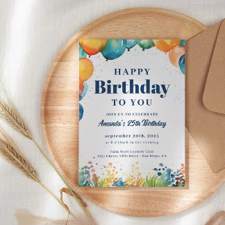 Bunte Balloons Geburtstagsfeier Einladung