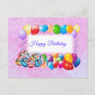 Bunte Balloons, rosa Geburtstag Postkarte