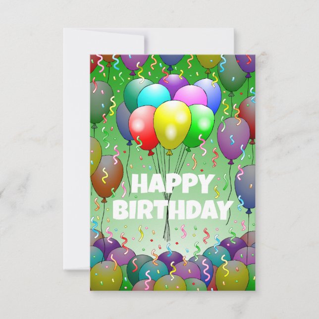 Bunte Balloons und Confetti Karte (Vorderseite)