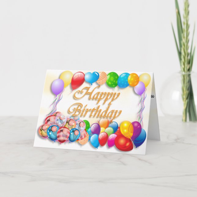 Bunte Balloons zum Geburtstag Karte (Vorderseite)