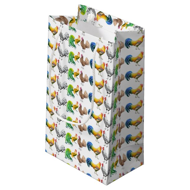 Bunte Barnyard-Hahn-Geschenk-Tasche Kleine Geschenktüte (Rückseite Schrägansicht)