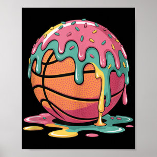 Bunte Basketball Ice Tropfen Melisse Eiscreme Poster