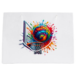 Bunte Basketball-Tie-Dye-Farb-Splash-Basketball Große Geschenktüte