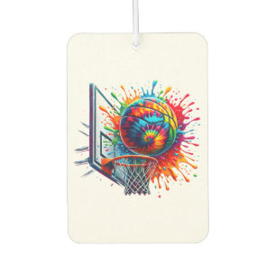 Bunte Basketball-Tie-Dye-Farbspritzer-Basketball Autolufterfrischer