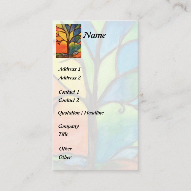 Bunte Baum-Buntglas-Visitenkarte Visitenkarte (Vorderseite)