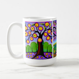 Bunte Bäume Volkskunst Whimsical AI-Kunst Kaffeetasse