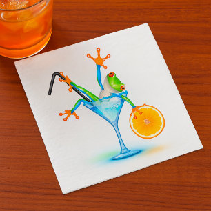 Bunte Baumfrosch-Cocktail-Glas Serviette