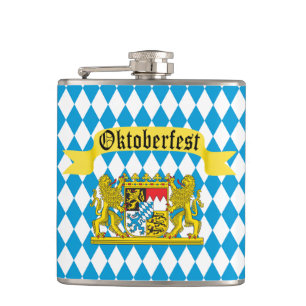 Bunte bayerische Flagge Oktoberfest Flachmann