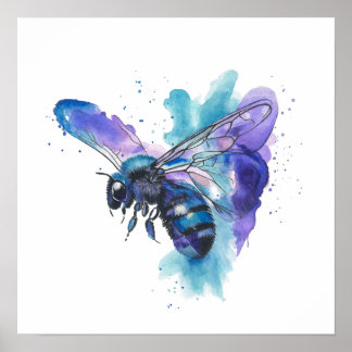 Bunte Biene Wasserfarben Kunst Poster