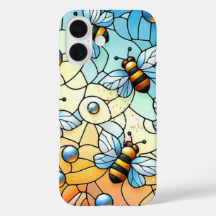 Bunte Bienen Glasmalerei  iPhone 16 Hülle